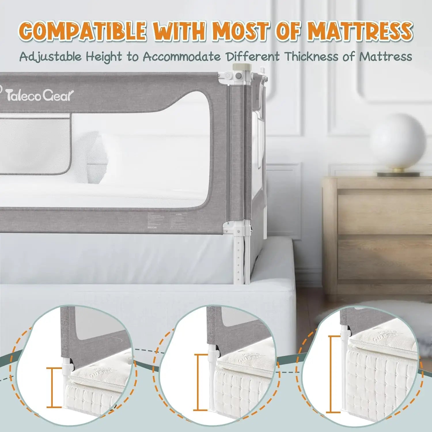 Bed with Safety Side Rails with Child Lock