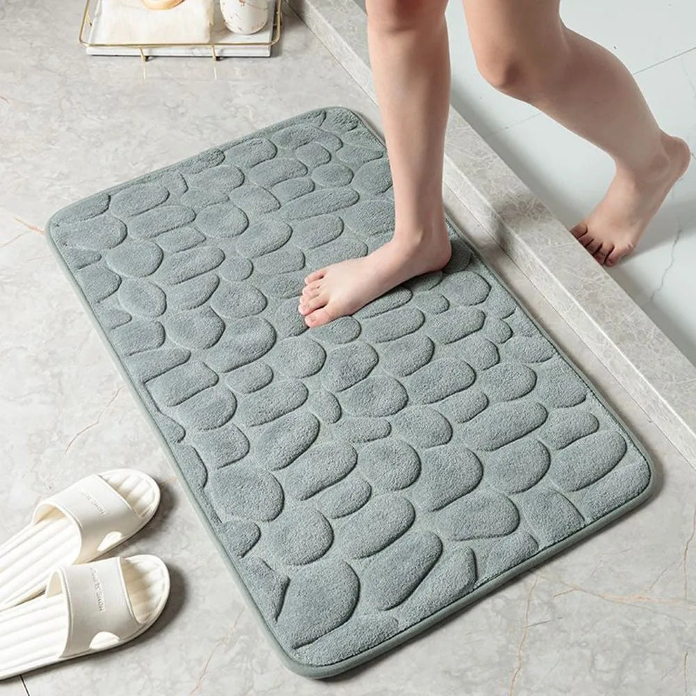 Cobblestone shower door mat