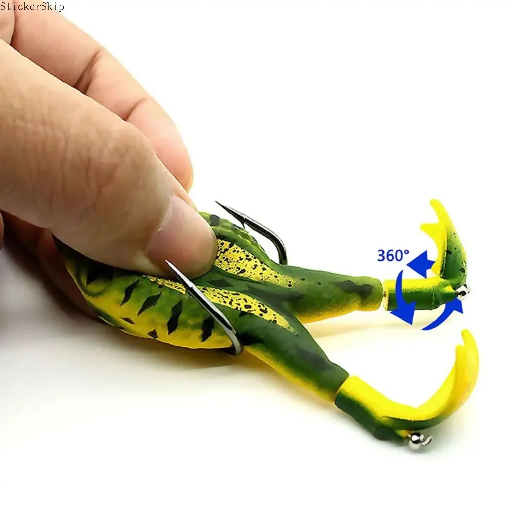 silicone floating bait with double propeller legs, lead-free.