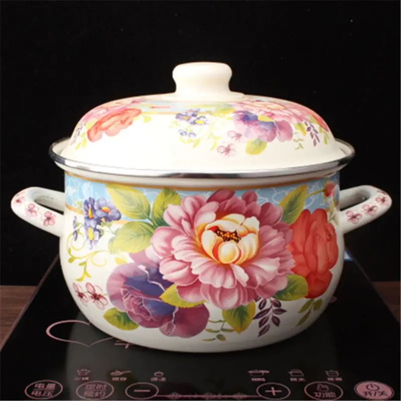 18cm/20cm/22cm/24cm Enameled Pot Thickened Saucepan Stewpot Kitchen Cookware
