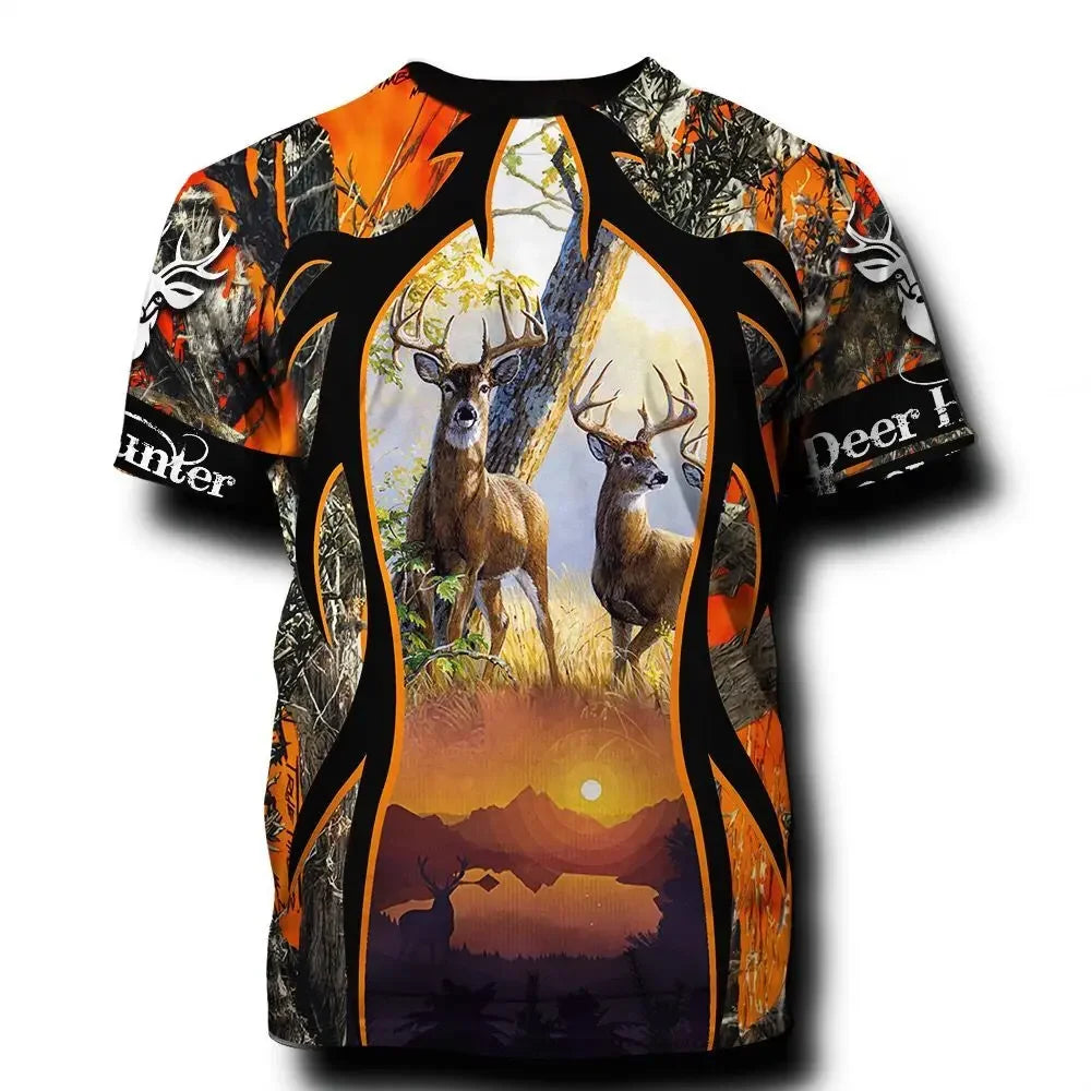 hunting short sleeved oversized men's T-shirt