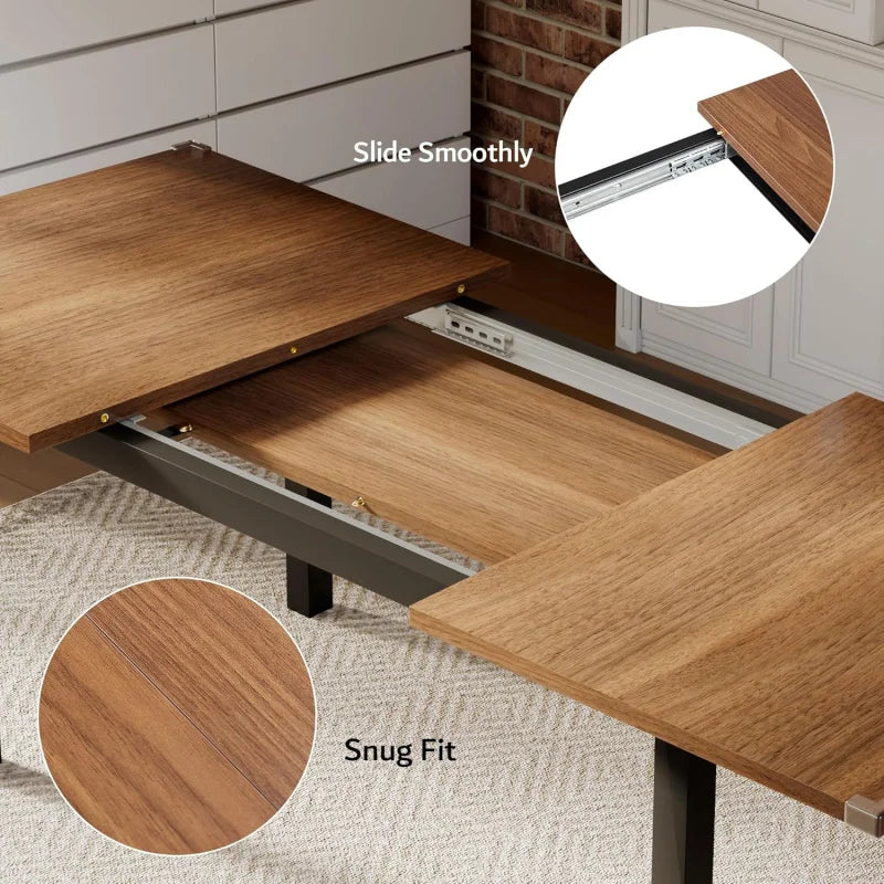 2026：-Piece 6 , 63 Extendable Kitchen Table & Chairs Set 4-6, Dining RoomTable with Sol
