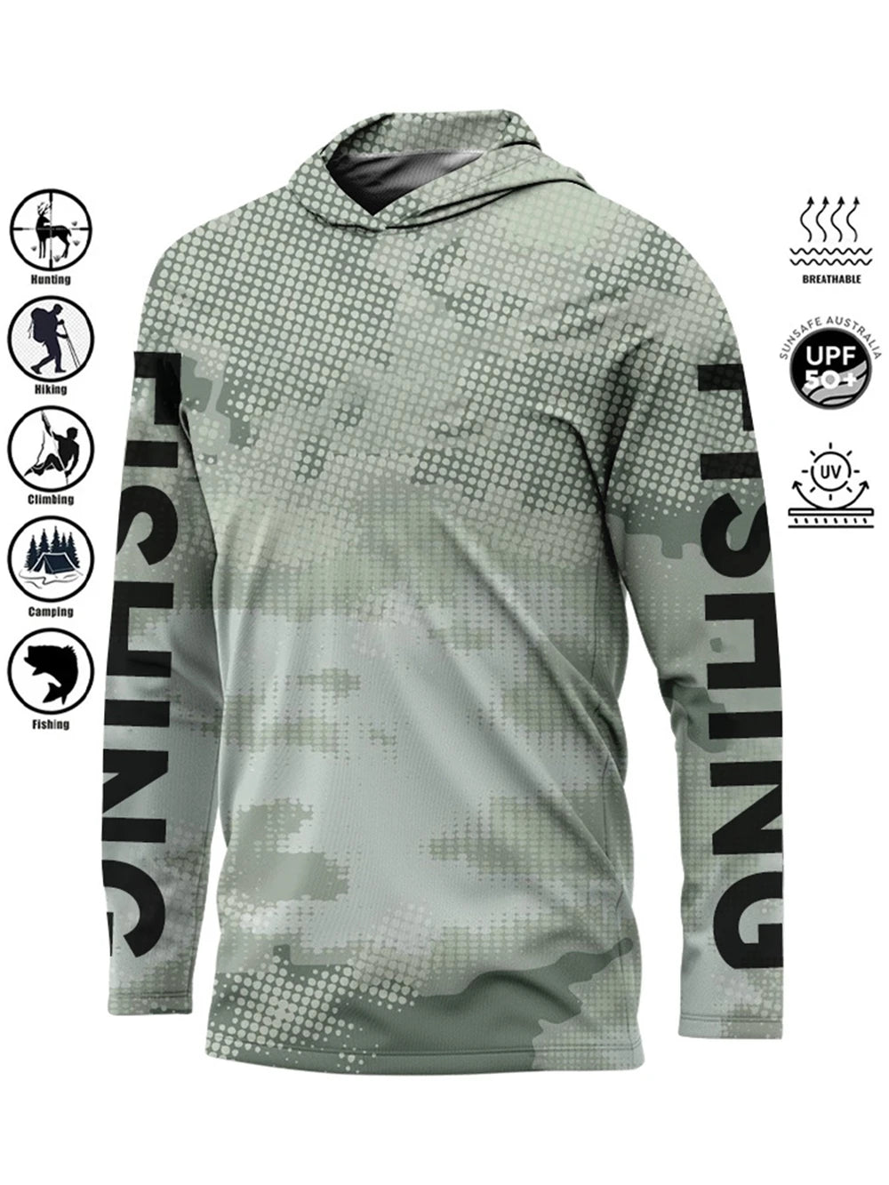 Men's camouflage hooded fishing shirt
