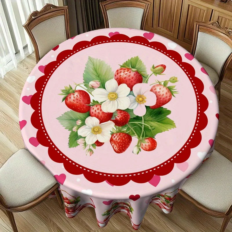 Strawberry White Flower Design Tablecloth