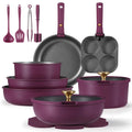 Gold Purple Nonstick pots and pans Cookware Set
