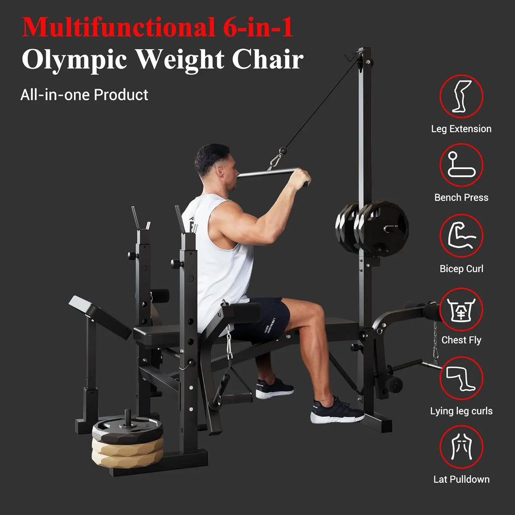 Weight Bench, Foldable Bench Press Set with Leg Extension
