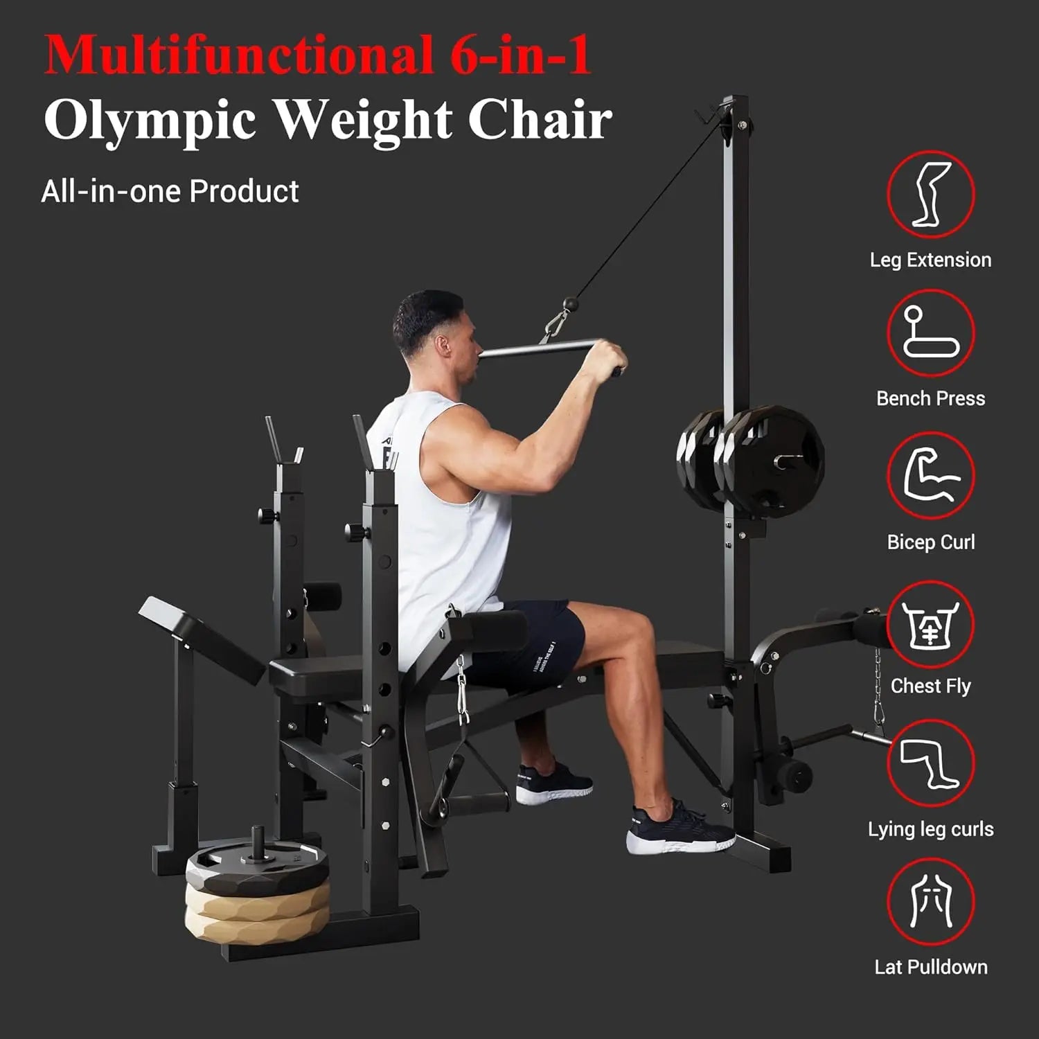 Weight Bench, Foldable Bench Press Set with Leg Extension