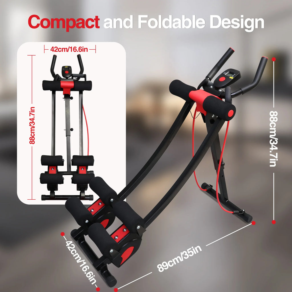 Abdominal Curling Exercise Machine Adjustable Dual Track Fitness Equipment Coaster Foldable Trainer Workout