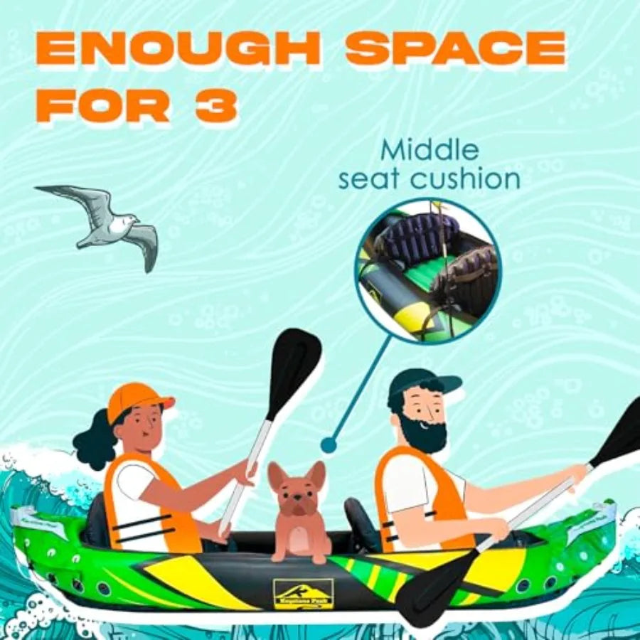 Inflatable Kayak 2 Person with Detachable Sun Canopy Heavy-Duty