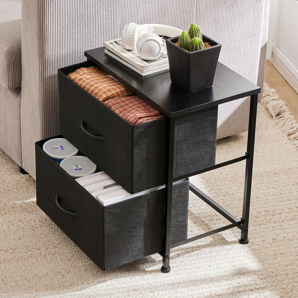 2Fabric Drawers Nightstand