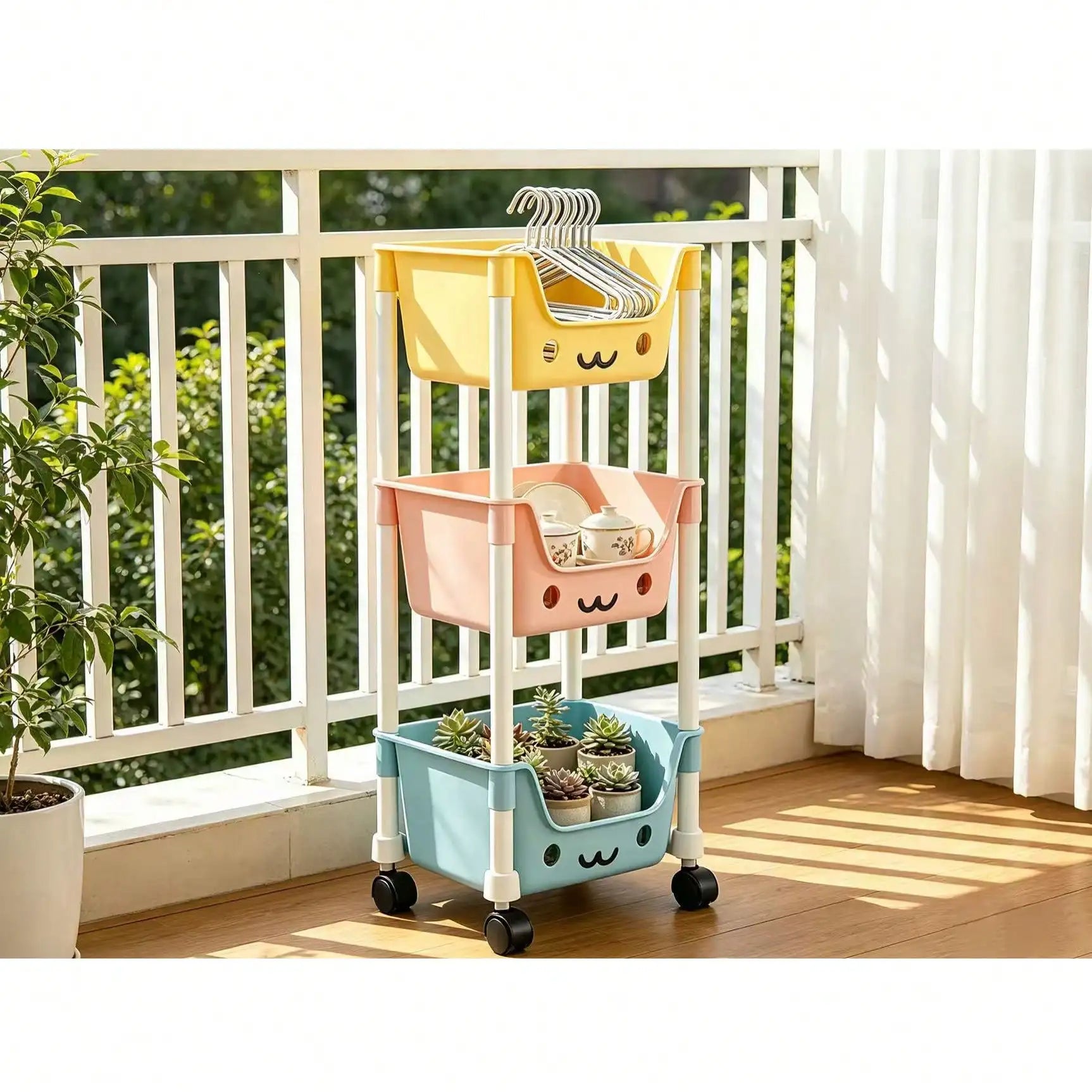 Multi-Layer Rolling Storage Cart, Kids Toy Organizer With Wheels