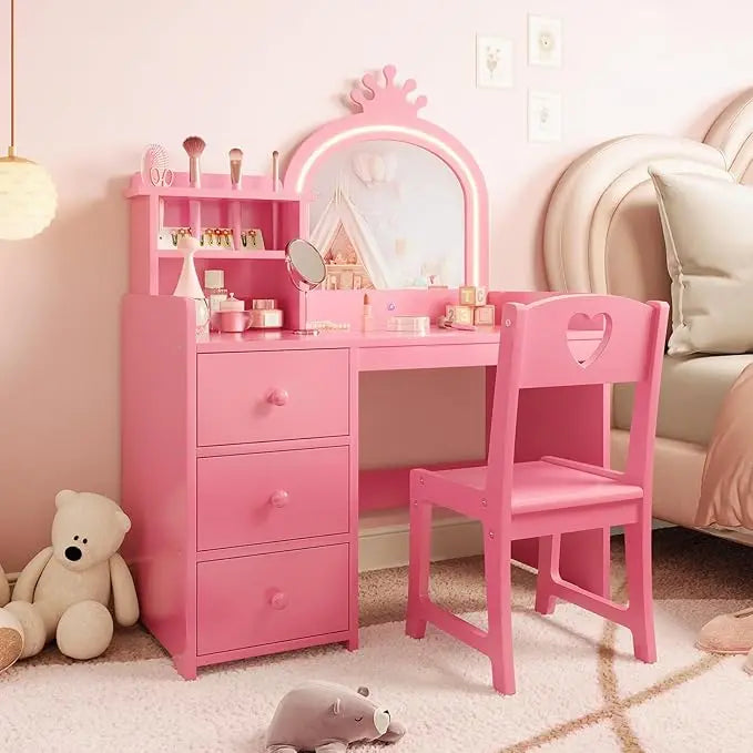 Kids Makeup Vanity Desk & Chair Set