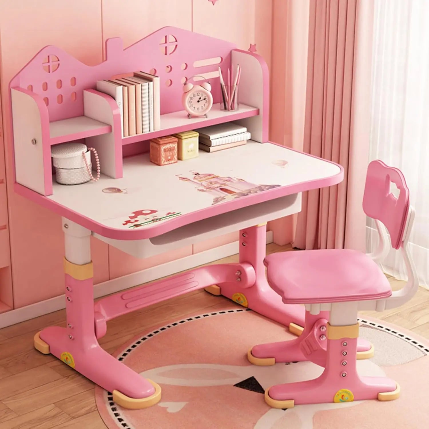 Kids Adjustable Study Desk Chair Set