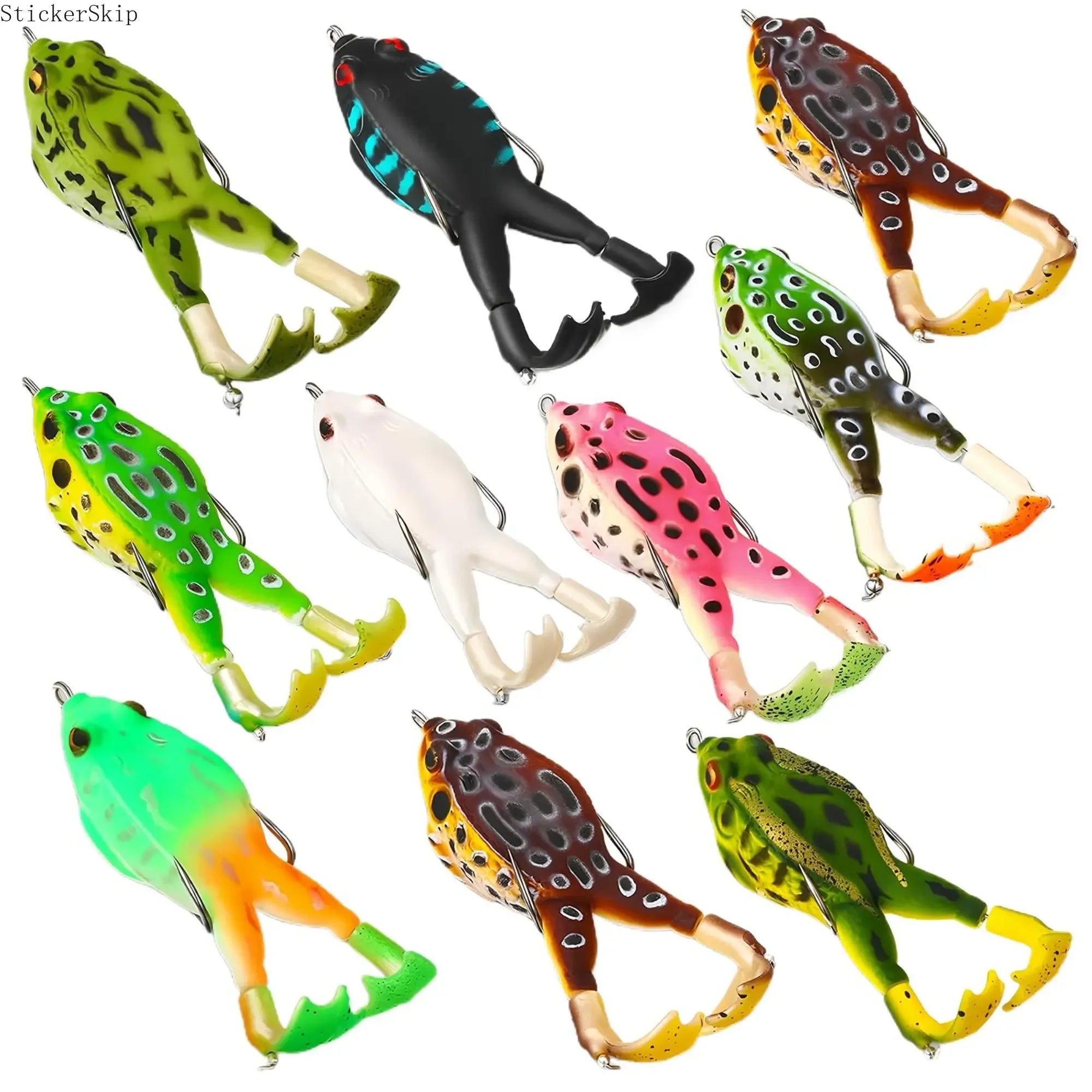 silicone floating bait with double propeller legs, lead-free.