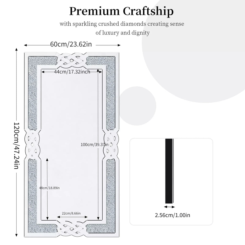 Rectangular Crushed Diamond Wall Mirror