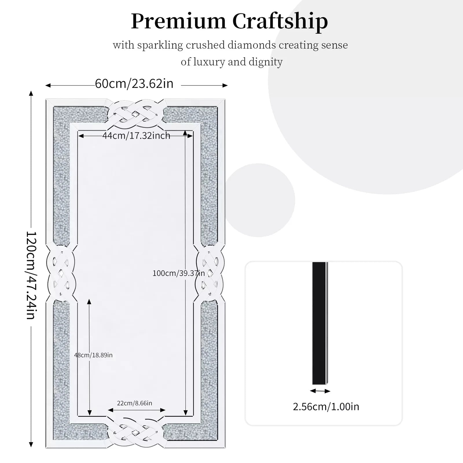 Rectangular Crushed Diamond Wall Mirror