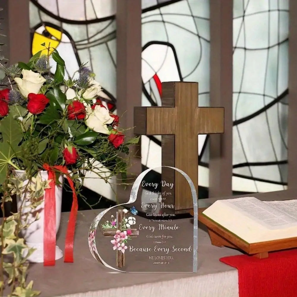 Heart-Shaped Bible Verse Acrylic Decor
