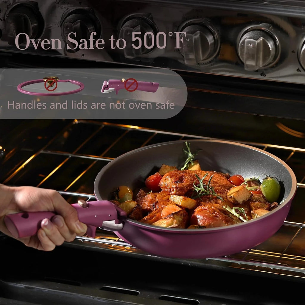 Gold Purple Nonstick pots and pans Cookware Set