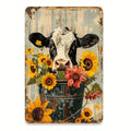 Cow and Sunflower Metal Wall Art for Home