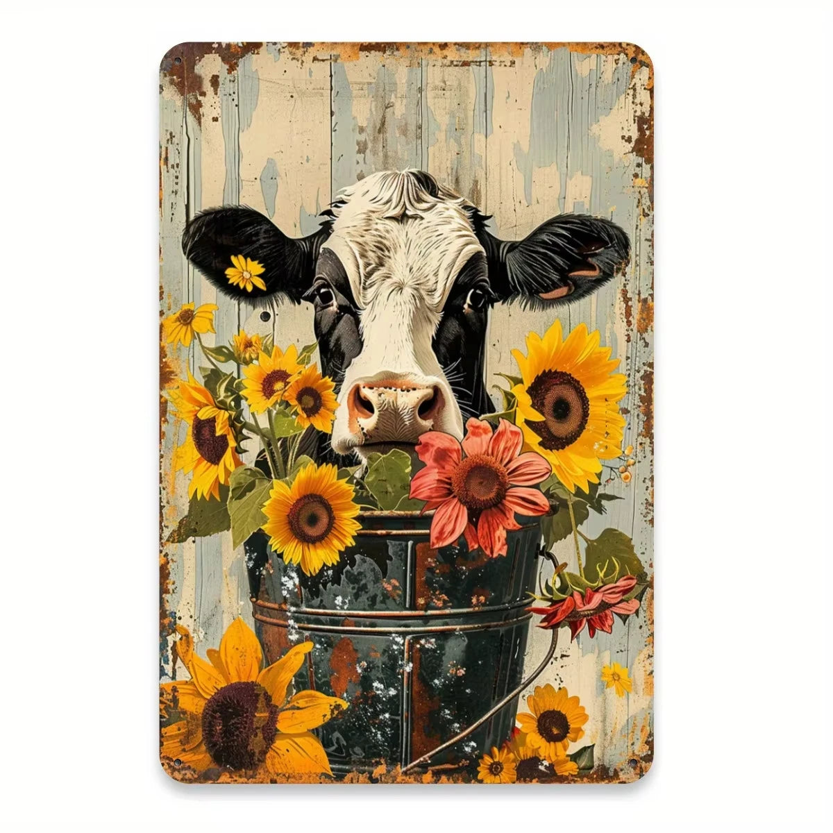 Cow and Sunflower Metal Wall Art for Home