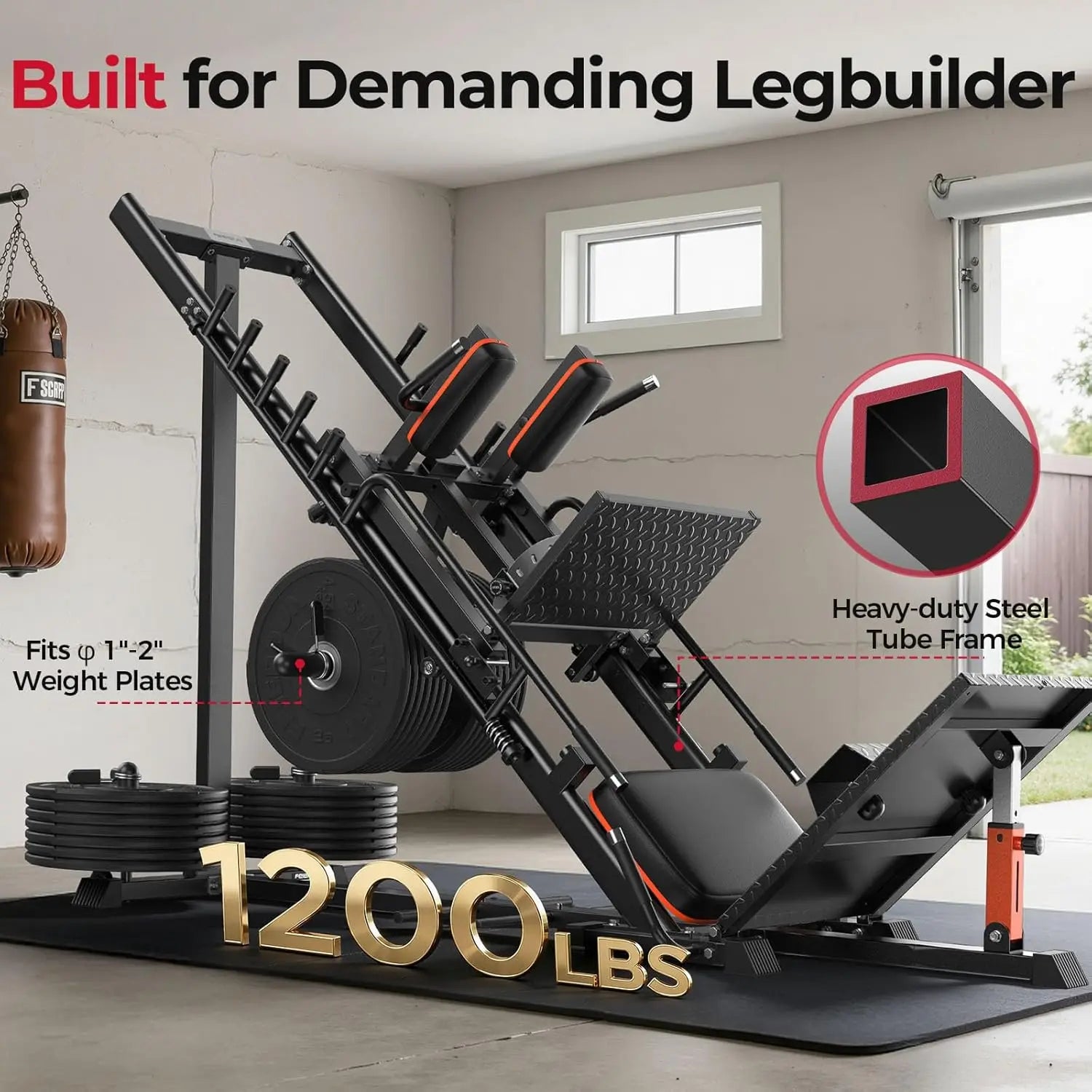 FEIERDUN 3‑in‑1 Leg Press Hack Squat Machine with Ultra-Quiet Pulley System
