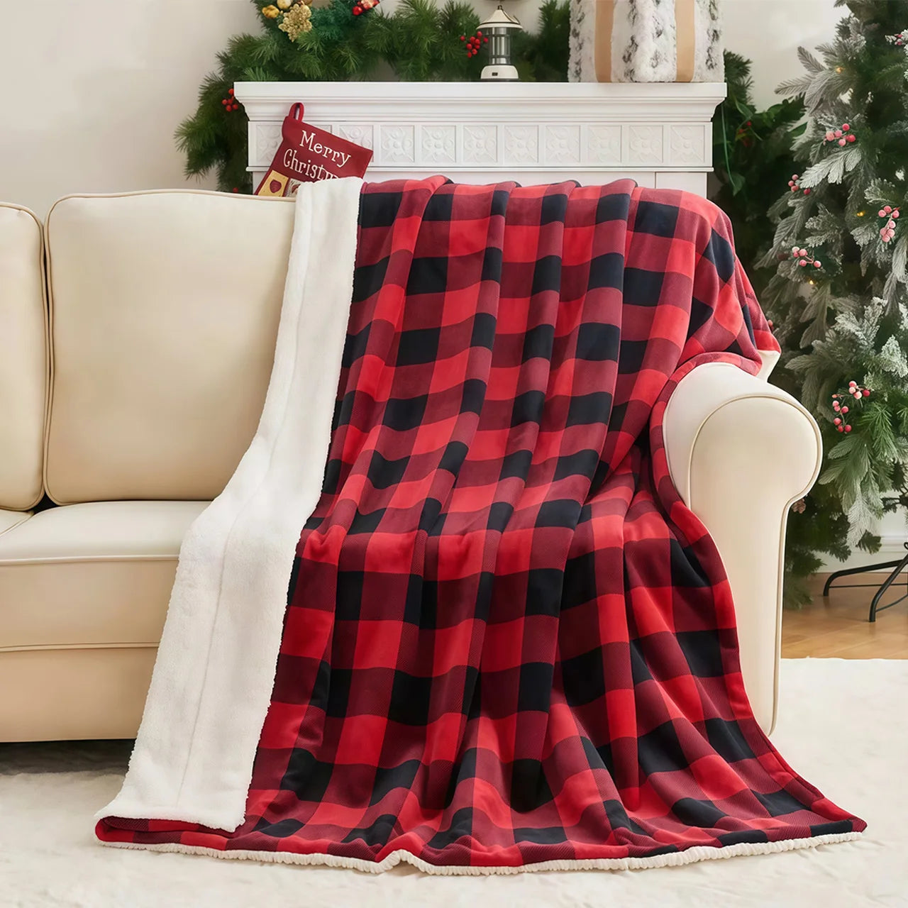 Reversible Luxury Plaid Throw Blank