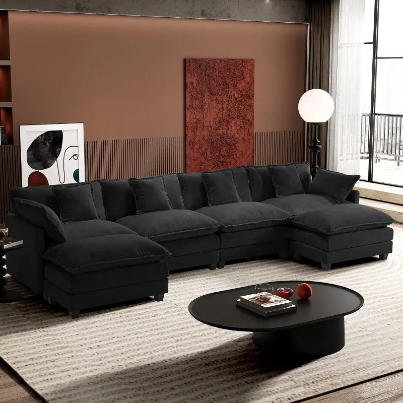 U-Shaped Modern Sofa with 2 Ottoman