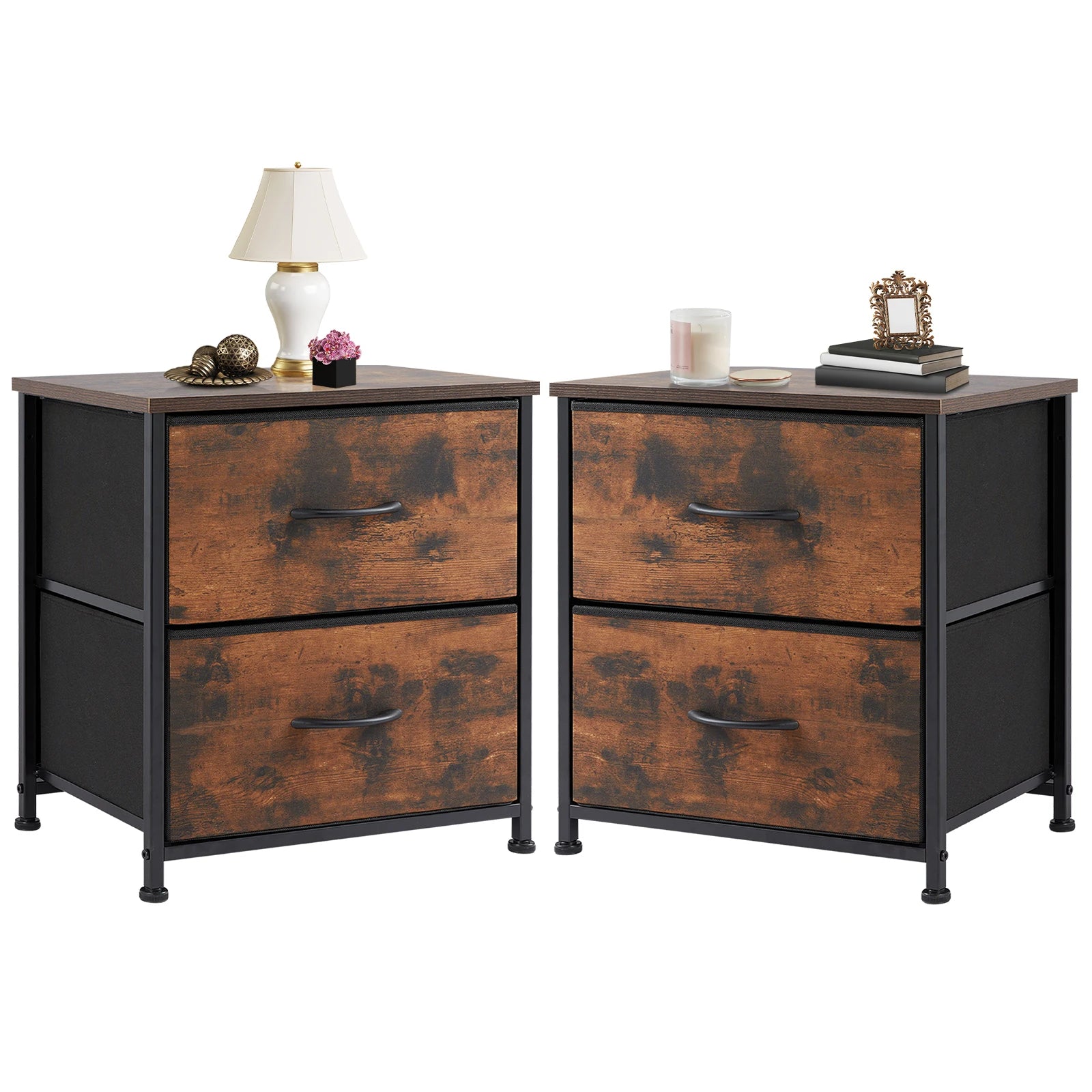 2Fabric Drawers Nightstand
