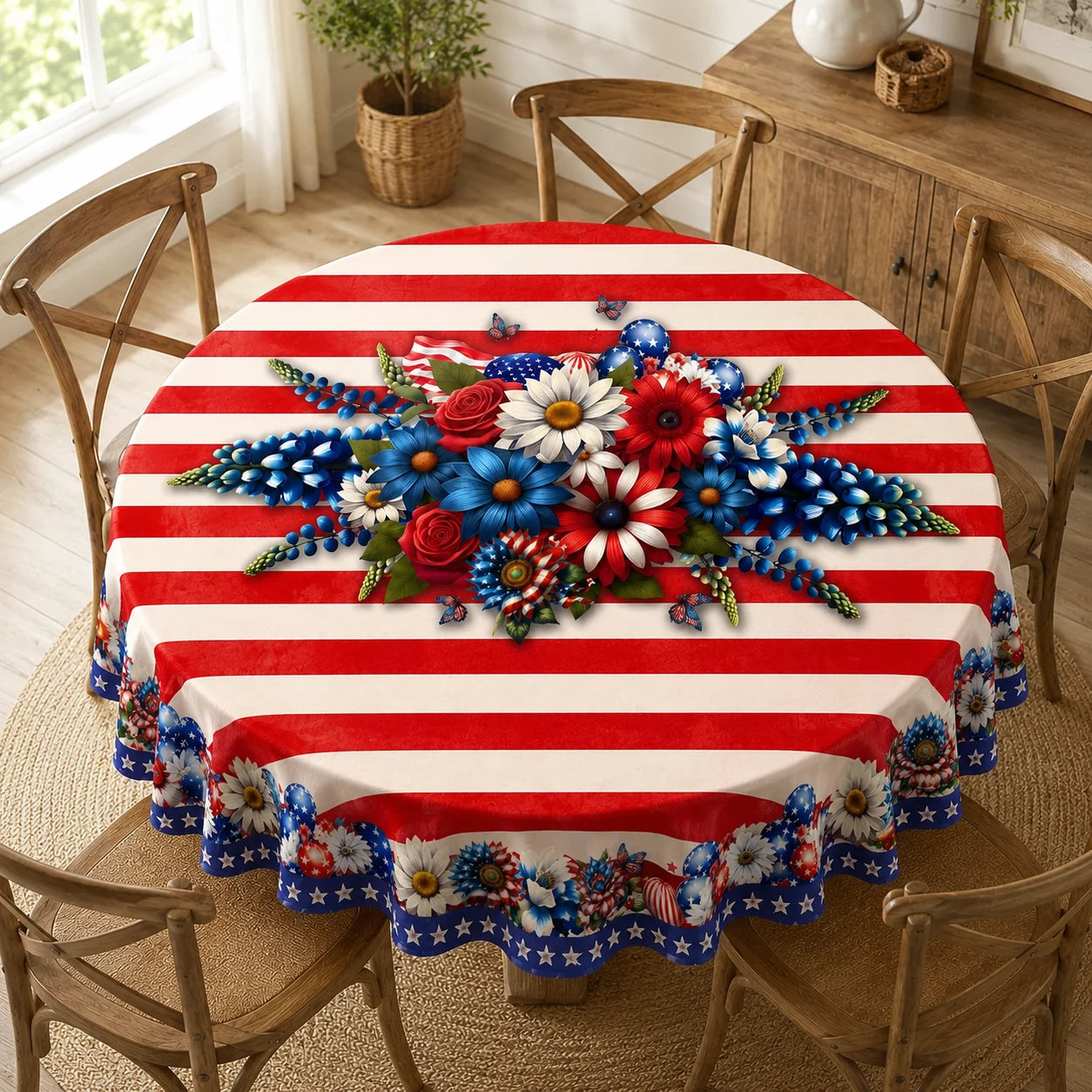 Round 4th of July Tablecloth
