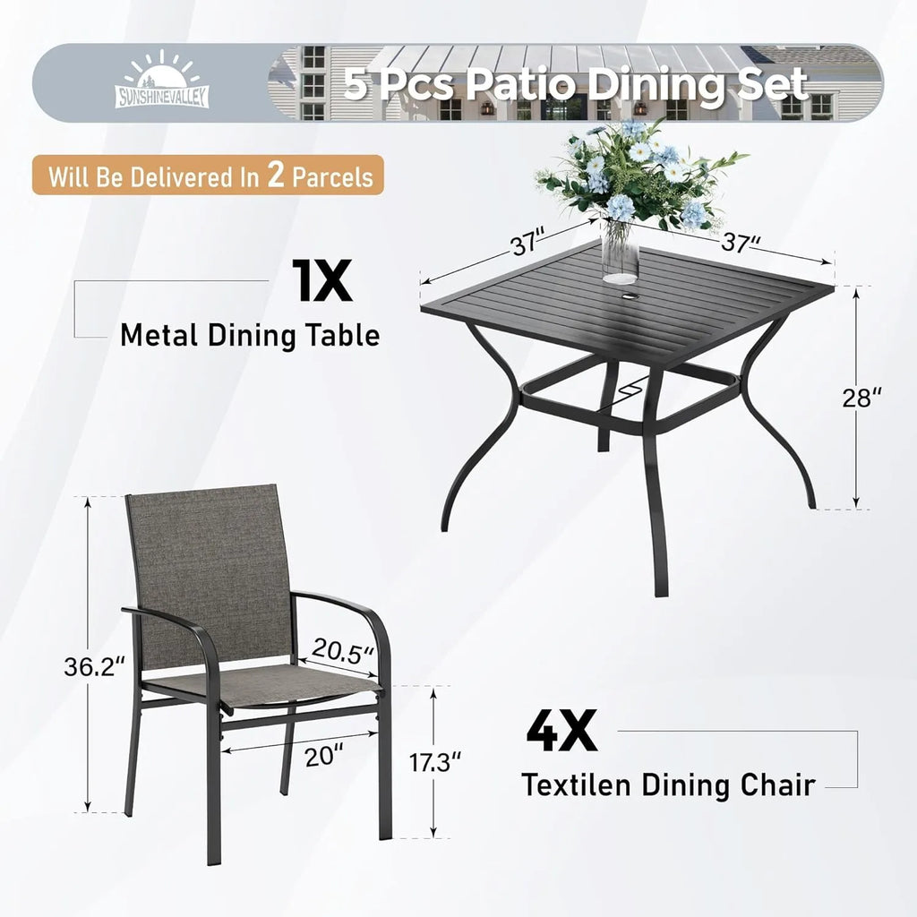 Outdoor Use 5 Piece Patio Dining table