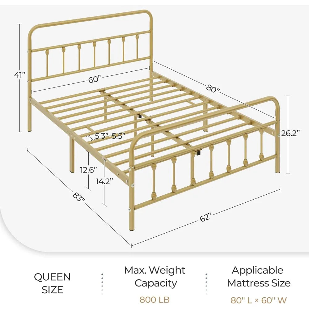 Classic Metal Platform Bed Frame