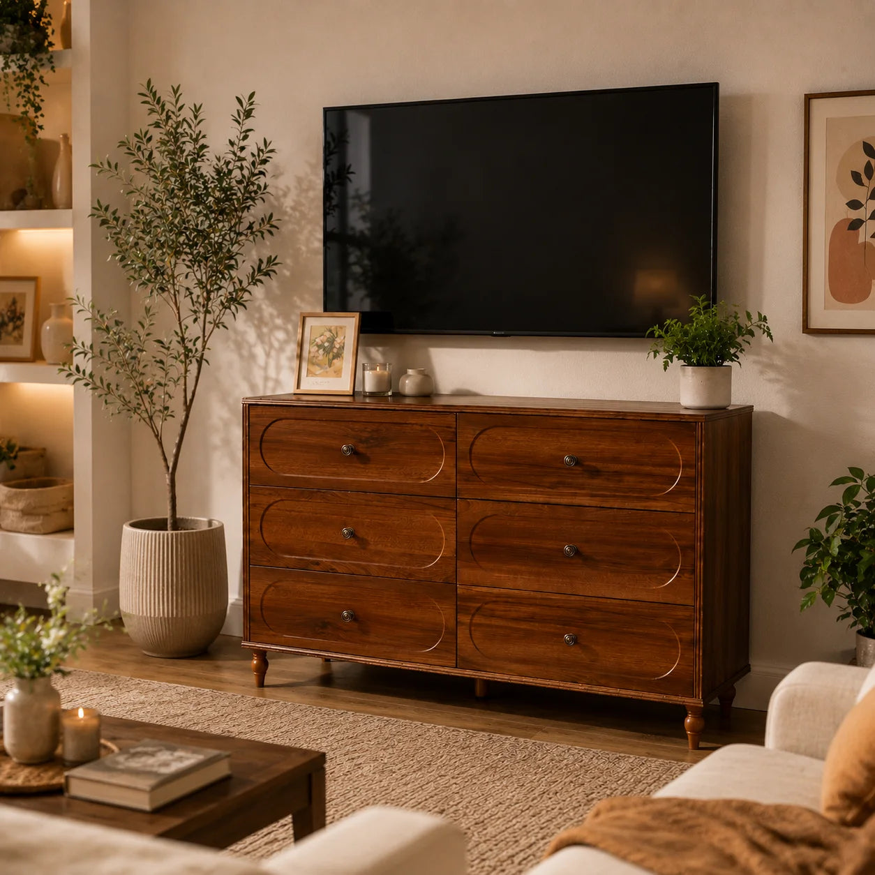 Stylish Mid-Century Modern 6-Drawer Dresser