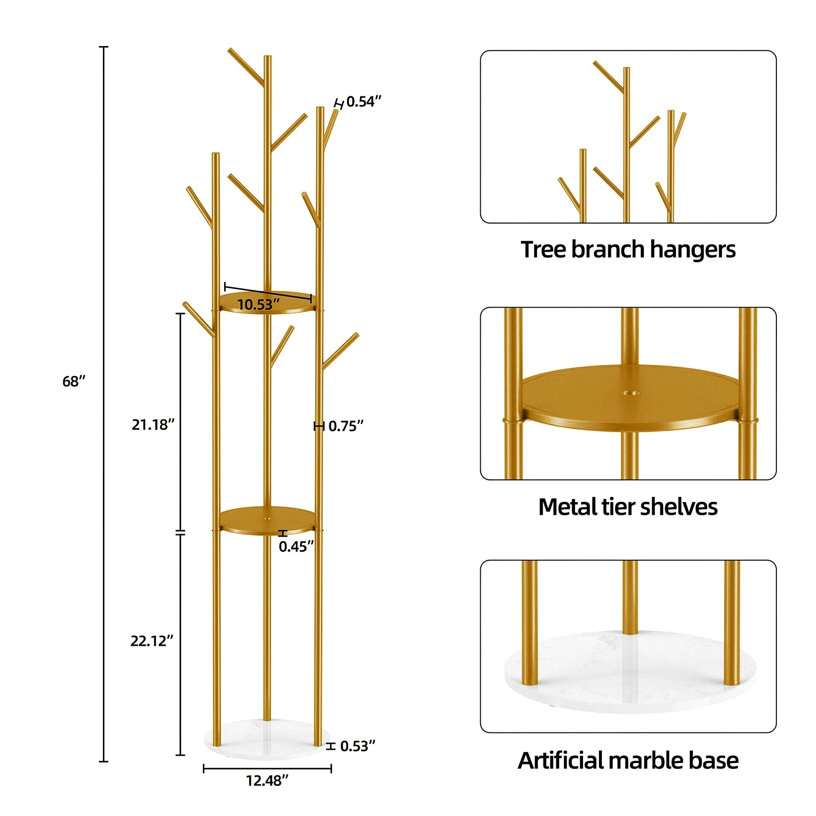 Heavy Duty Marble Coat Rack
