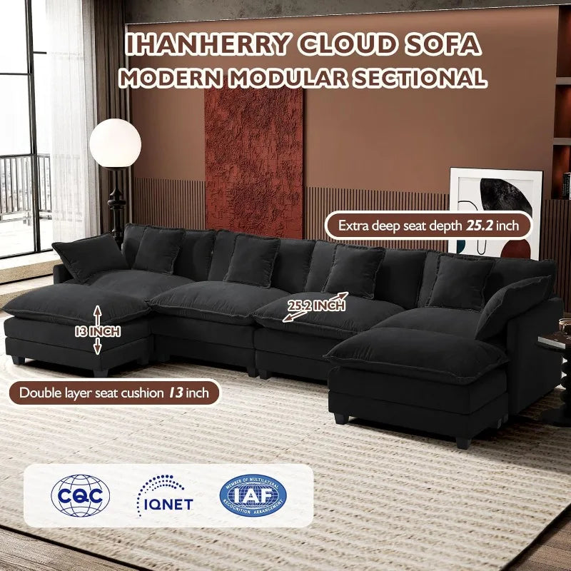 U-Shaped Modern Sofa with 2 Ottoman