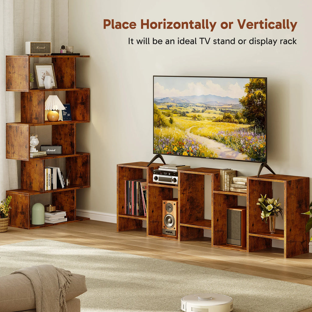 5 Tier S-Shaped Geometric Bookcase