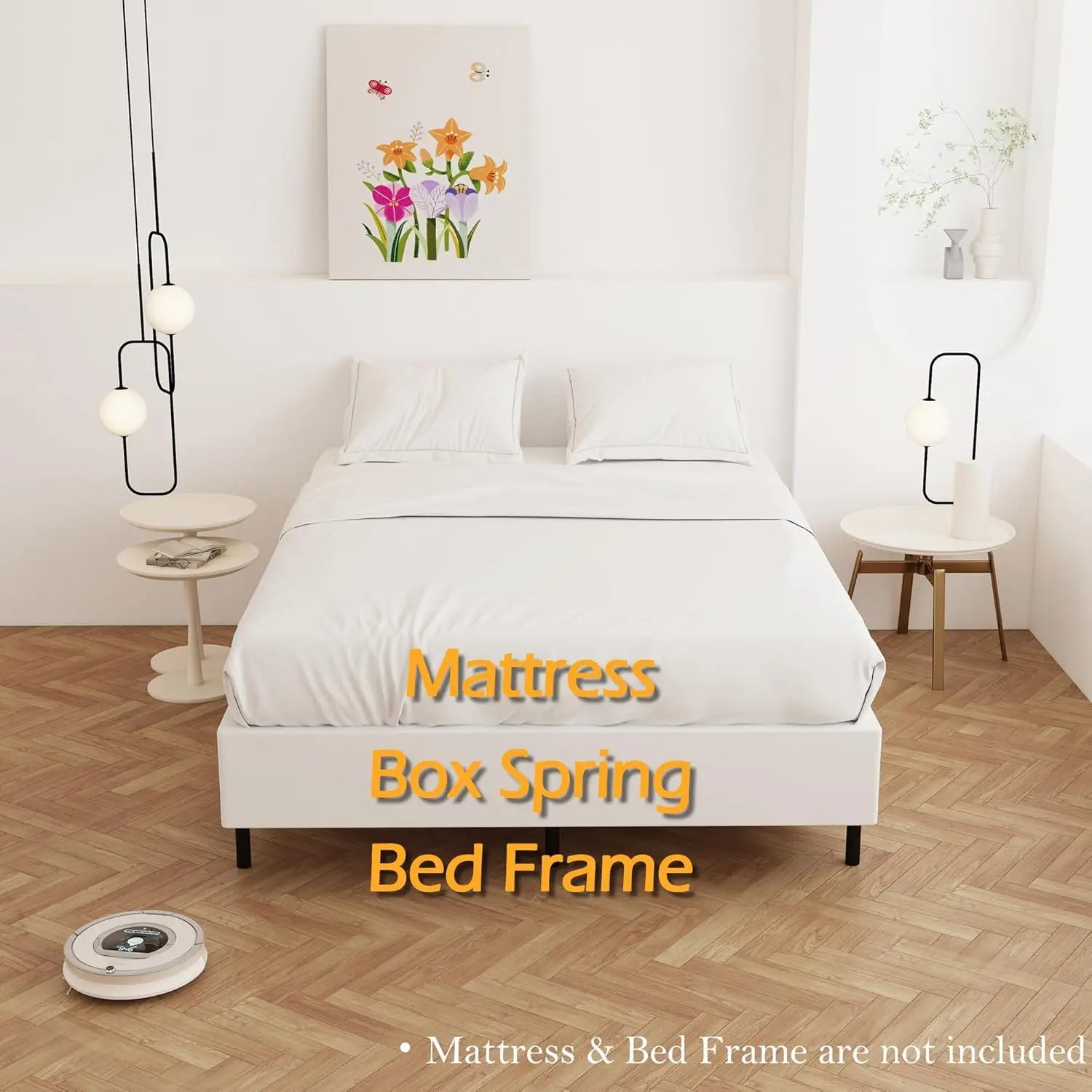 9 Inch Box Spring for Queen Bed, Heavy Duty Metal Frame with Fabric Cover