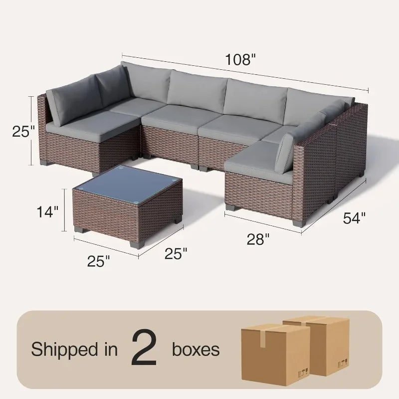 7 Pieces Outdoor Patio Furniture Set