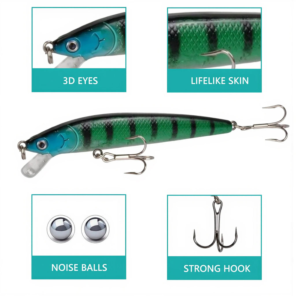 10Pcs Long Tail Minnow Fishing Lure