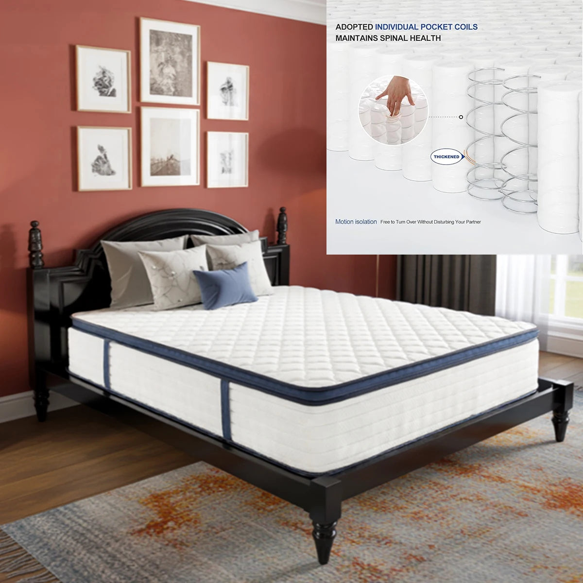10/12/14 Inch Queen Size Mattress, Hybrid Mattress
