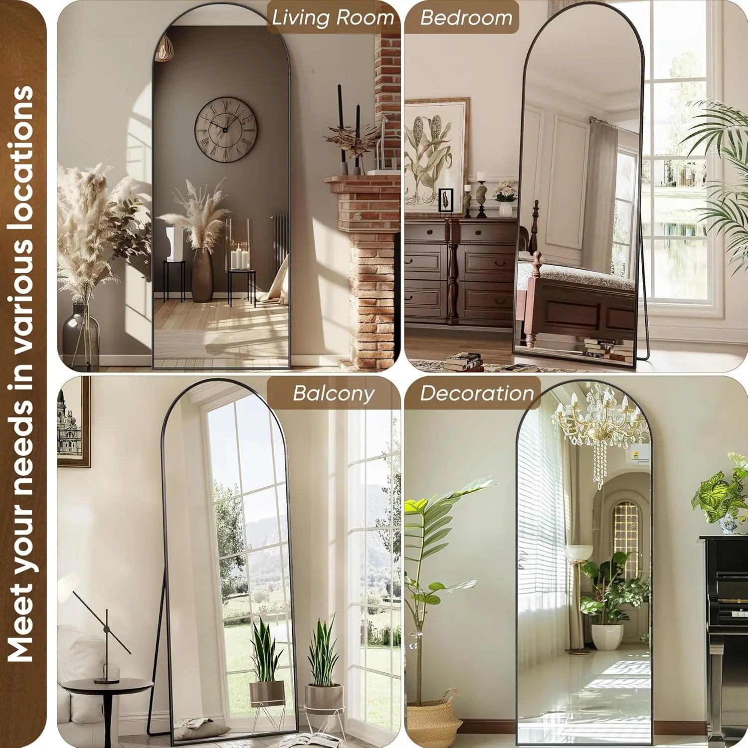 Rectangular Full Body Mirror with Stand