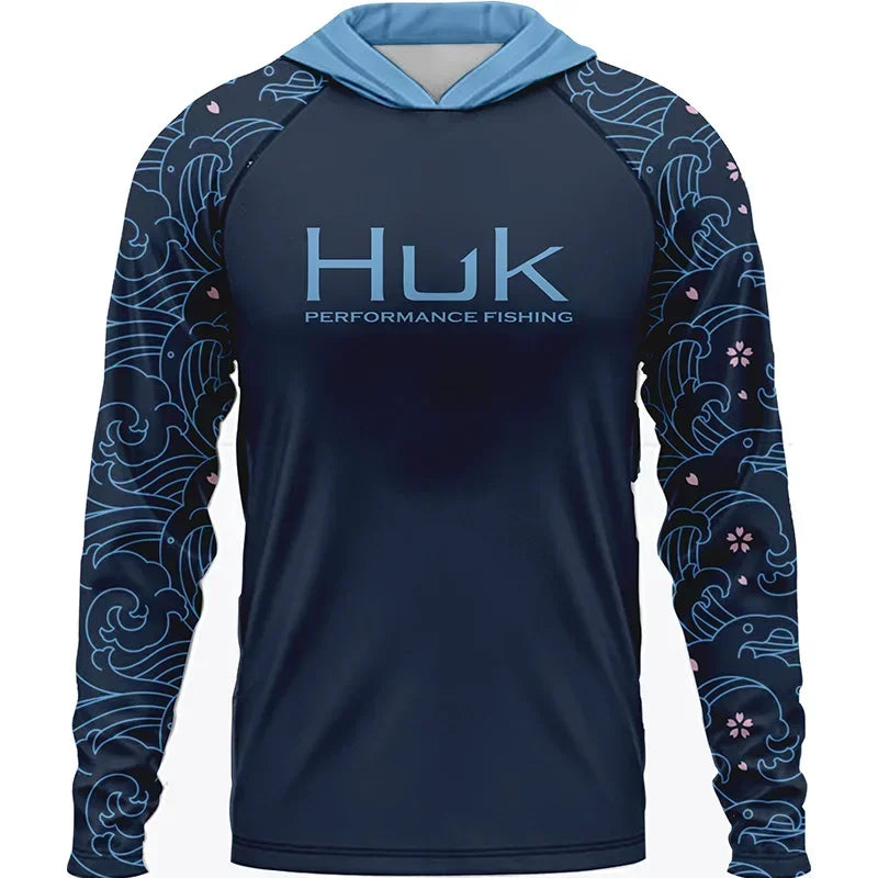 Summer Fishing Men Long Sleeve Hooded T-Shirt
