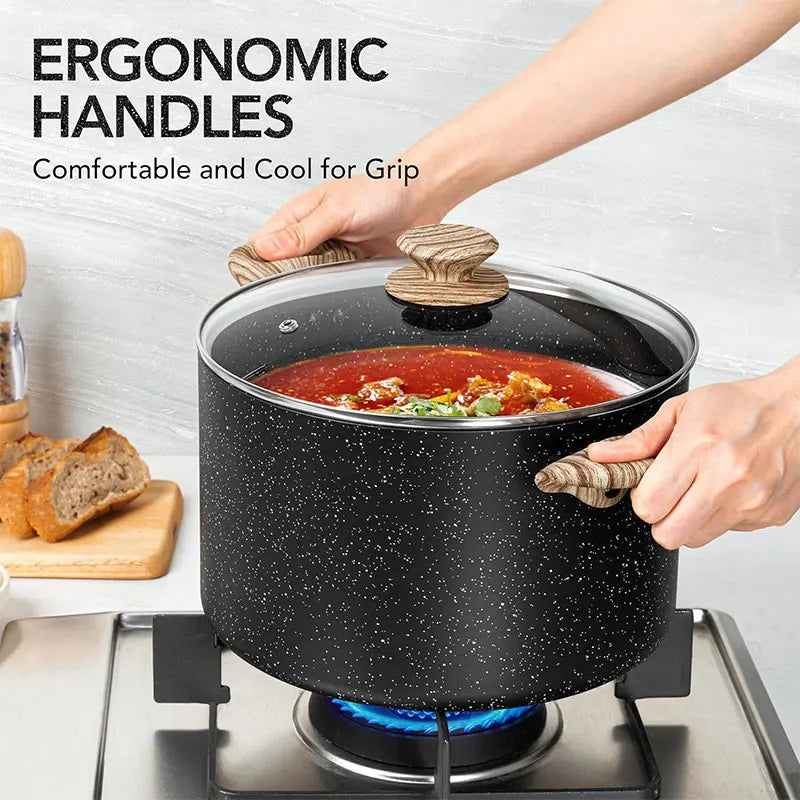 Nonstick Stock Pot 5 Quart Granite Large Soup Pot Pasta Cooking Pot