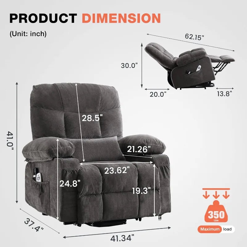 Electric Vibration Massage and Lumbar Heating Recliner
