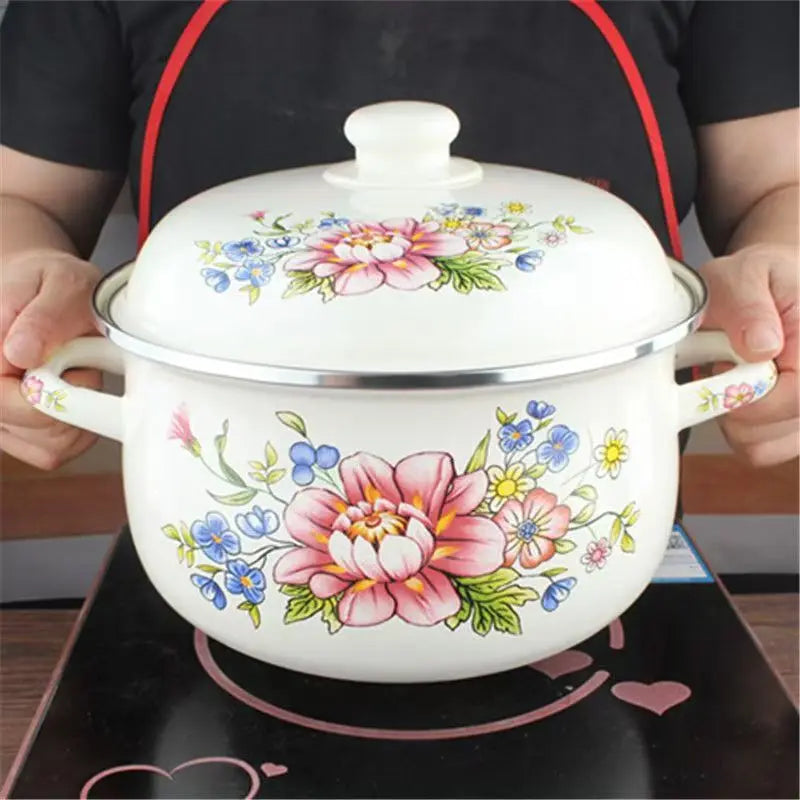 18cm/20cm/22cm/24cm Enameled Pot Thickened Saucepan Stewpot Kitchen Cookware