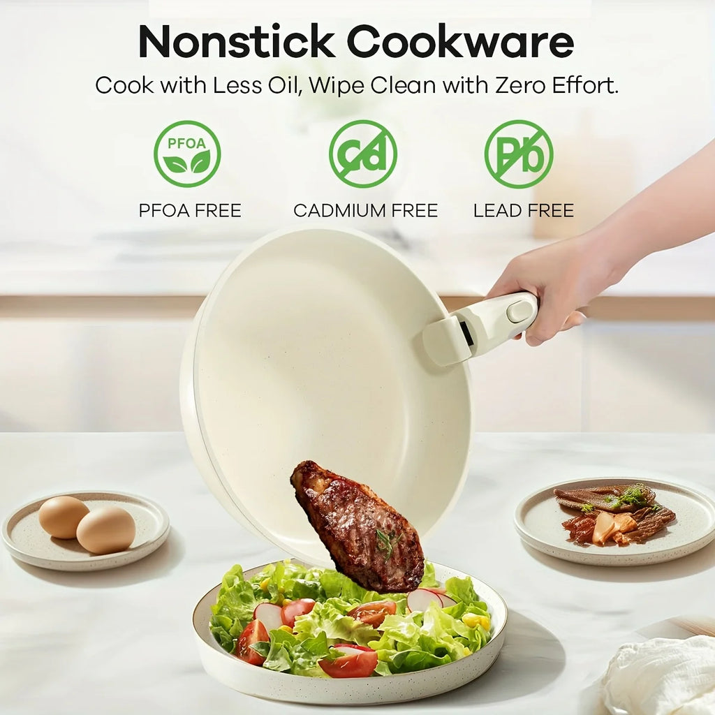 23Pcs/27pcs Nonstick Cookware Set, Pots, Non Toxic Cookware Sets Induction, Pots And Pans with Removable Handles, Cooking Set, O