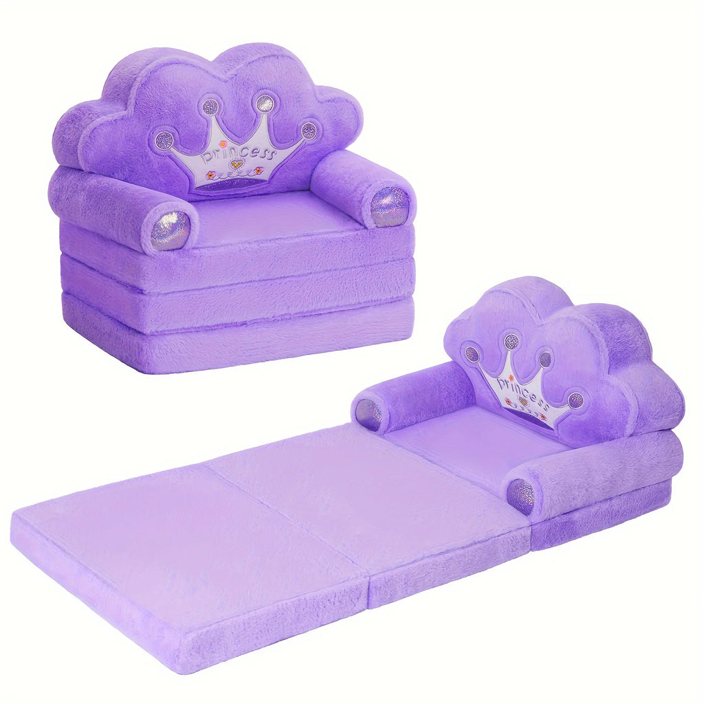 Kids Foldable Sofa & Pillow, Soft Plush