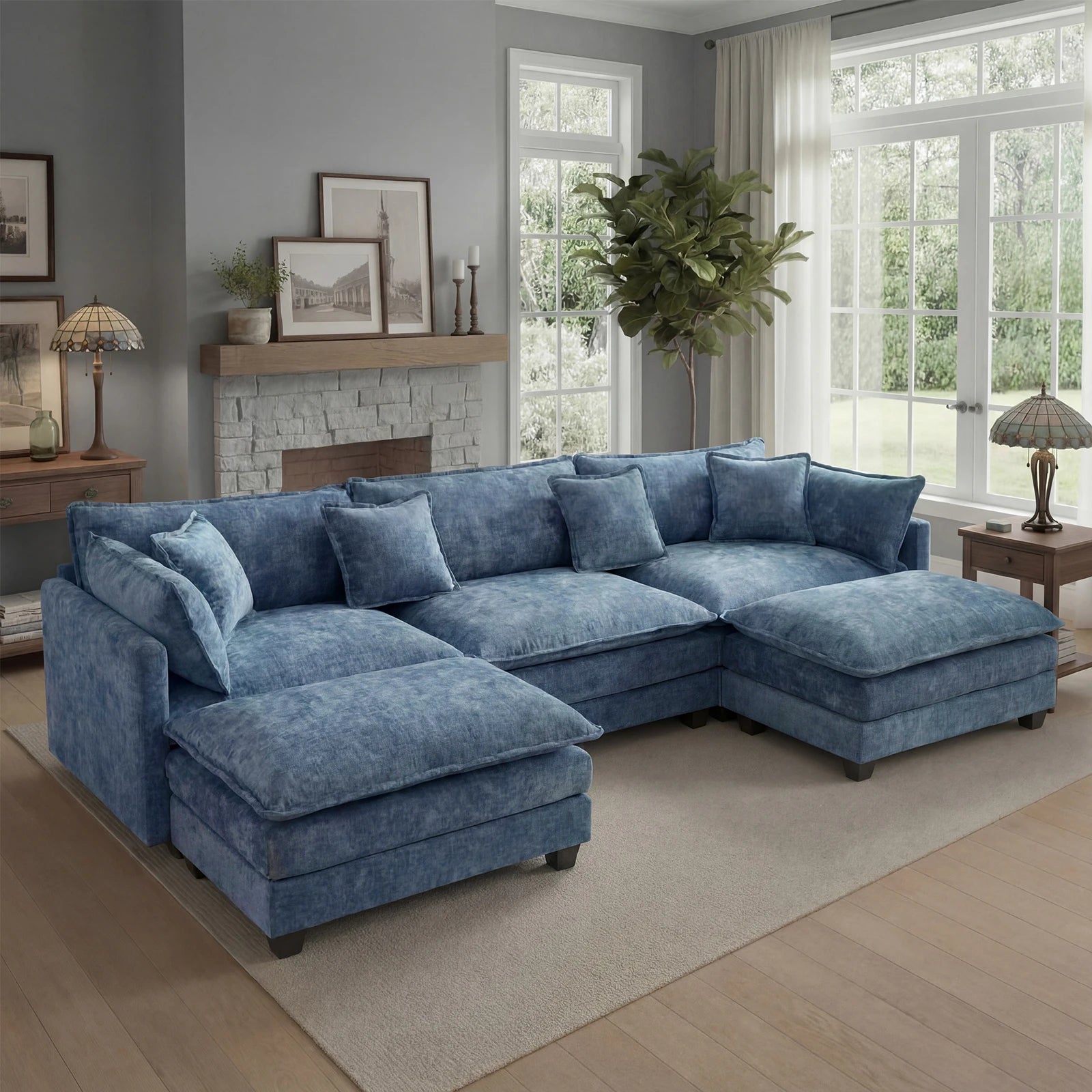 Sectional Sofa with Ottoman
