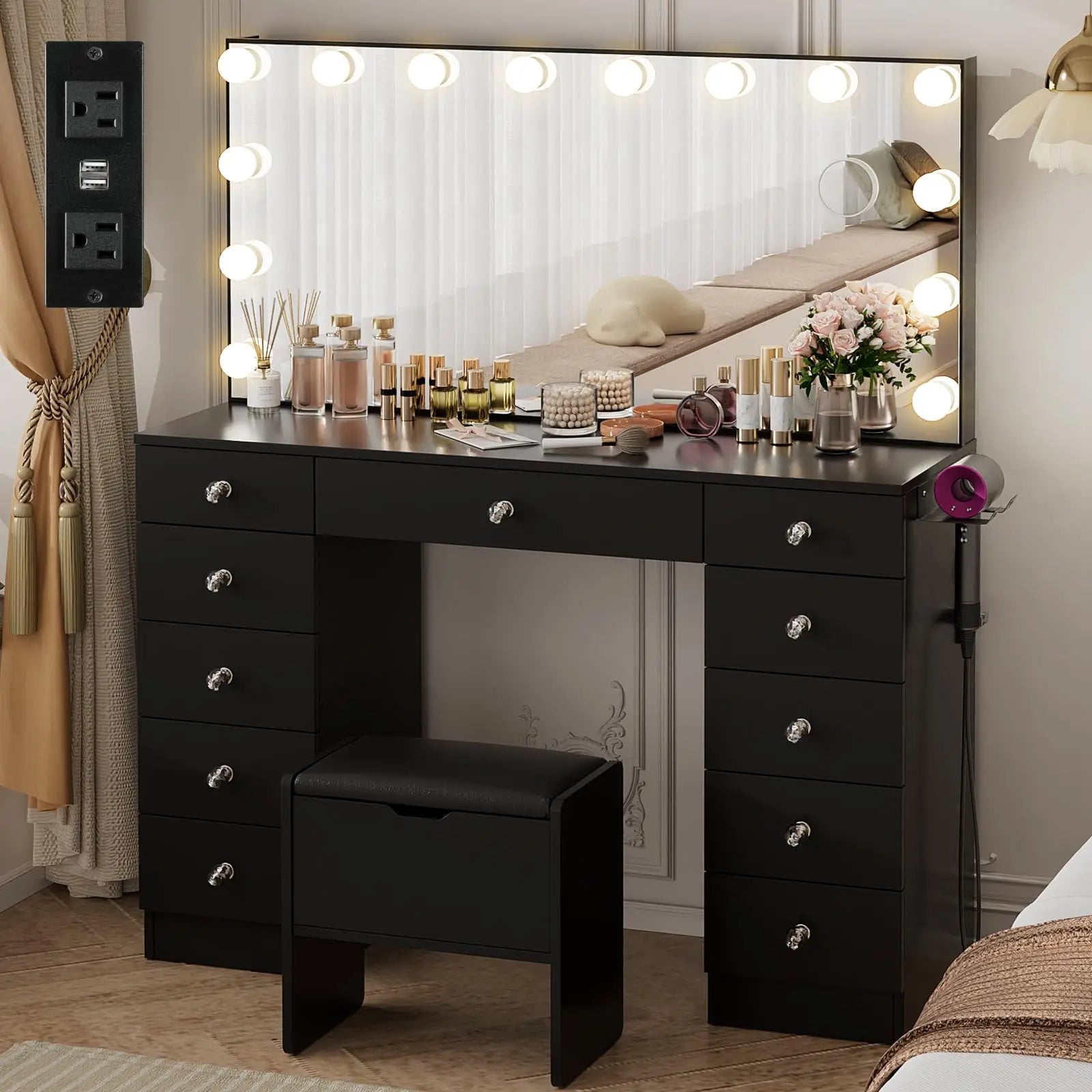 Makeup Vanity Desk with adjustable lighting