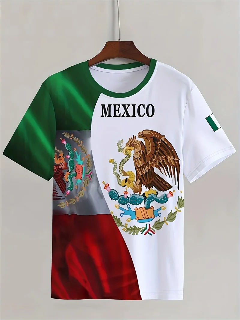 Men's Casual T-Shirt With Mexican Flag Style