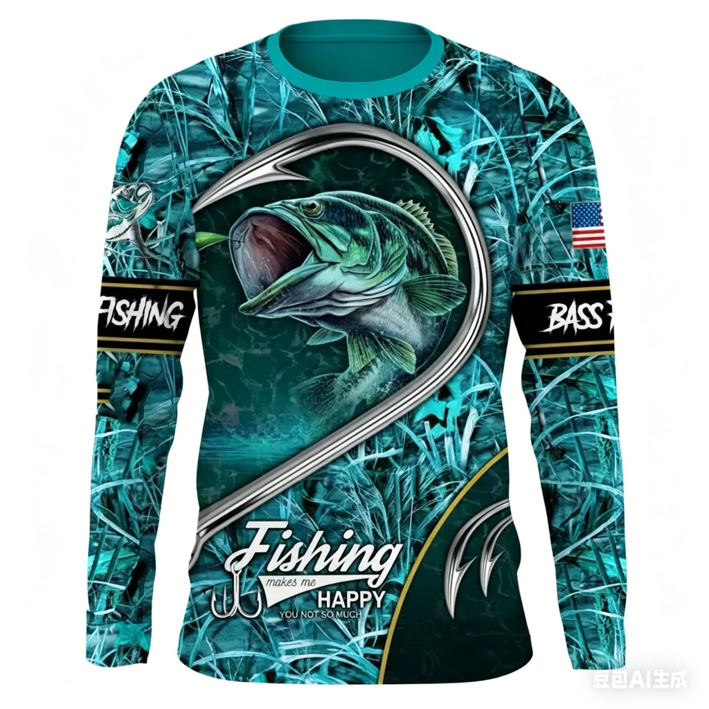 Men Summer Outdoor Fishing Long Sleeve t-shirt